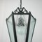 Italian Black Lacquered Metal and Ice Glass Flower Lantern, 1940s 14