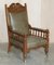 Victorian Carved Oak & Leather Throne Armchairs, Set of 2 18