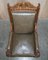 Victorian Carved Oak & Leather Throne Armchairs, Set of 2 7