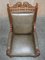 Victorian Carved Oak & Leather Throne Armchairs, Set of 2 19