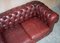 Sofá Chesterfield Gentleman's Club de cuero rojo sangre, Imagen 10