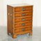 Military Campaign Style Side Table Sized Chest of Drawers in Burr Walnut, Image 2