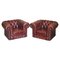Oxblood Leather Chesterfield Gentleman's Club Armchairs, Set of 2, Image 1