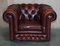 Oxblood Leather Chesterfield Gentleman's Club Armchairs, Set of 2 14