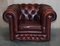 Oxblood Leather Chesterfield Gentleman's Club Armchairs, Set of 2, Image 14