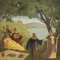 Pintura de paisaje italiana con personajes, siglo XX, óleo sobre masonita, enmarcado, Imagen 2