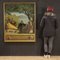 Italian Landscape Painting with Characters, 20th-Century, Oil on Masonite, Framed 4