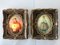 Illuminated Paintings, 1950s, Ceramics and Domed Glass, Framed, Set of 2 2