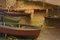 Paisaje al atardecer y marino con barcos, Italia, años 80, óleo sobre lienzo, enmarcado, Imagen 4