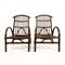 Italian Bamboo Armchairs with Longhi Rattan Footrest, 1970s, Set of 2 1