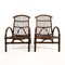 Italian Bamboo Armchairs with Longhi Rattan Footrest, 1970s, Set of 2, Image 1