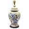 French Ceramic Crackle Table Lamp with Hand Painted Decoration, 1930s 1