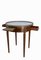 Louis XVI Style Bouillotte Brass Marble Leather & Walnut Table, French, 1960, Image 4