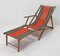 French Beech & Fabric Folding Deck Chair, Image 1