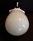 Vintage Mid-Century Egg Shaped White Porcelain Mount and Cream-Colored Opaque Glass Umbrella Ceiling Lamp, 1950s 2
