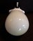 Vintage Mid-Century Egg Shaped White Porcelain Mount and Cream-Colored Opaque Glass Umbrella Ceiling Lamp, 1950s, Image 2