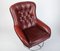 Scandinavian Leather & Chrome Base Swivel Lounge Chair, 1970s 3