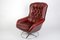 Scandinavian Leather & Chrome Base Swivel Lounge Chair, 1970s, Image 1