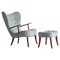 Danish Prague Lounge Chair with Ottoman from Madsen & Schubell, 1950, Set of 2 1