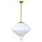 Large Mid-Century Modern Opaline & Brass Pendant from Asea, Sweden, 1940s, Image 1