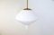 Large Mid-Century Modern Opaline & Brass Pendant from Asea, Sweden, 1940s, Image 5