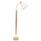 Mid-Century Brass & Oak Floor Lamp from Falkenbergs Belysning, Sweden, 1960s, Image 1