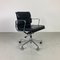 Vintage Black Leather Soft Pad Chair by Charles and Ray Eames for ICF Italy 1