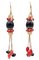 18K Yellow Gold Dangle Earrings with Coral and Onyx 1