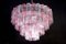 Großer italienischer Tronchi Kronleuchter aus Muranoglas in Rosa und Eis 10