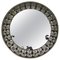 Round Mid-Century Modern Backlit Metal Wall Mirror with Crystal Glass Flowers, Image 1