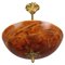 Neoclassical French Alabaster and Bronze Pendant Light 1