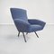 Mid-Century Modern Italian Lounge Chairs in Blue Fabric, 1960s, Set of 2 2