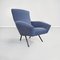 Moderne italienische Mid-Century Sessel mit blauem Stoffbezug, 1960er, 2er Set 2