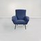 Mid-Century Modern Italian Lounge Chairs in Blue Fabric, 1960s, Set of 2 3