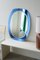 Ovaler italienischer Vintage Spiegel mit blauem Glasrahmen 3