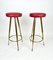 Red Vinyl & Brass Tripod Bar Stools by Gio Ponti, Italy, 1950s, Set of 2, Image 6