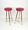 Red Vinyl & Brass Tripod Bar Stools by Gio Ponti, Italy, 1950s, Set of 2, Image 3
