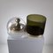 Cubitera de latón y vidrio acrílico ámbar con contenedor interno de vidrio, años 60, Imagen 2