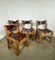 French Elm and Leather Chairs from Maison Regain, 1970s, Set of 4 2