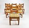 Mid-Century Pine and Rush Dining Chairs, Set of 6, 1960s, Image 9