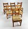 Mid-Century Pine and Rush Dining Chairs, Set of 6, 1960s, Image 8