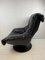 Vintage Italian Black Leather Swivel Chair 5