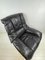Vintage Italian Black Leather Swivel Chair 2