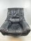 Vintage Italian Black Leather Swivel Chair 4