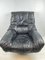 Vintage Italian Black Leather Swivel Chair, Image 4