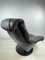 Vintage Italian Black Leather Swivel Chair 3