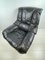 Vintage Italian Black Leather Swivel Chair 1