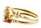 9 Karat Rose Gold Ring with Red, Green & White Stones 2