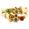 9 Karat Rose Gold Ring with Red, Green & White Stones, Image 1