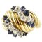 Blauer Saphir, Weißer Diamant & Gelbgold Fashion Ring 1